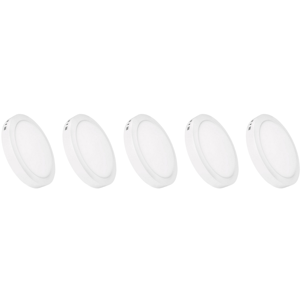 Kit 5 Luminária Painel Plafon Led Sobrepor Redondo 6w Bivolt