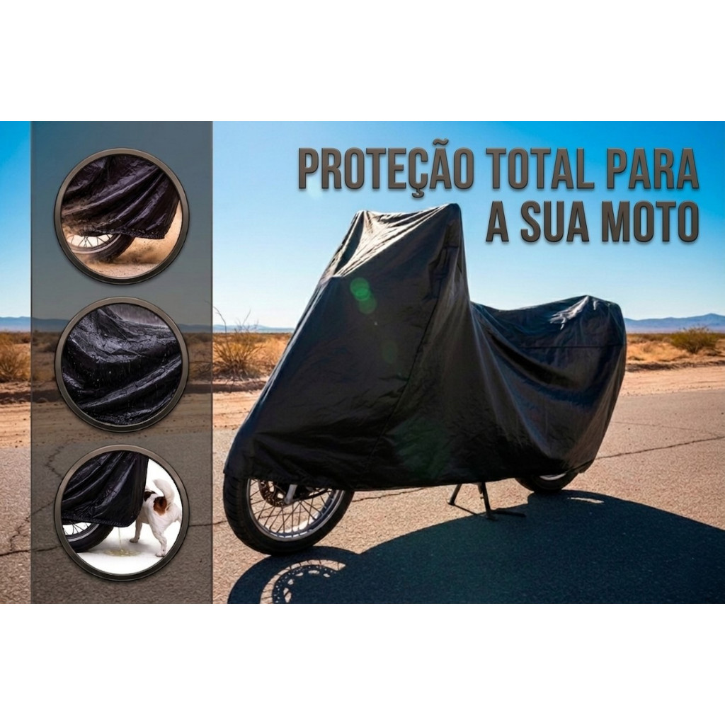 Capa de Moto Impermeável - Térmica - Protege do Sol, Chuva, Poeira e Anti-Riscos / 100% PVC -