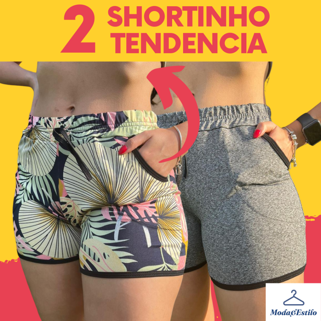 KIT C/ 2 Shortinho Moda Verão Com Bolso Soltinho Super Confortavel