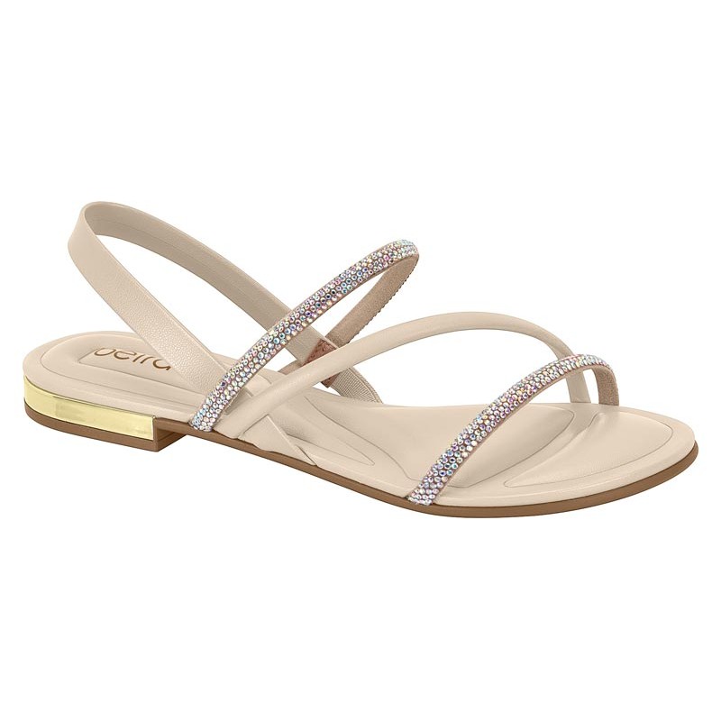 Sandalia Feminina Rasteira Brilho Casual Beira Rio Original