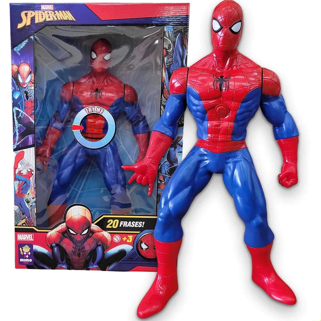 Boneco Homem Aranha 20 Frases Super Herói Spider Man Marvel Divertido 56cm +3 anos Mimo Toys - 0580