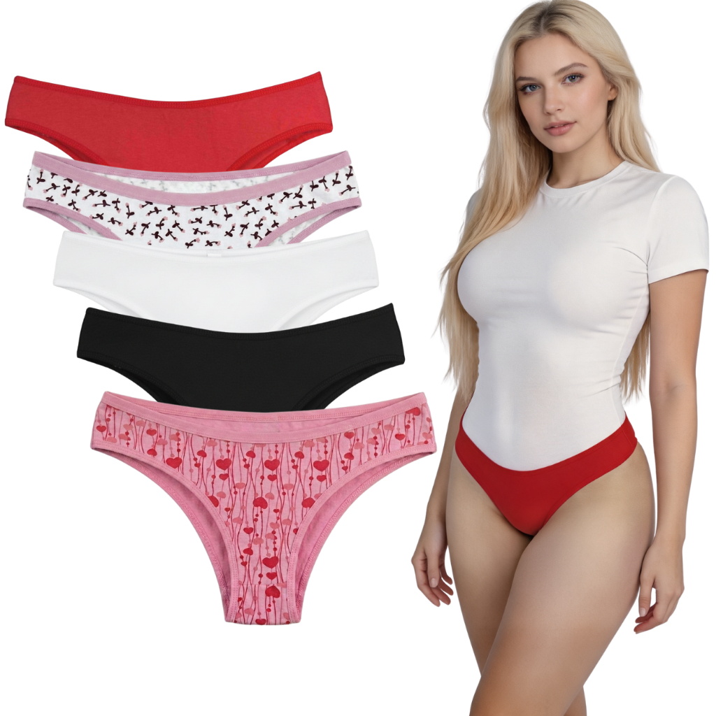 Kit com 5 Calcinhas Conforto Algodão