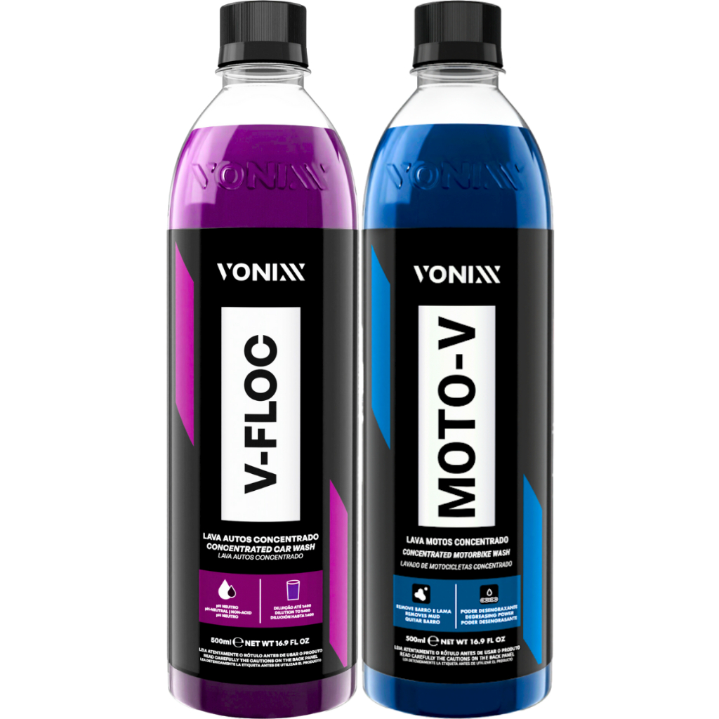 Kit Shampoo Automotivo Sujeira Pesada V-Floc Moto-V 500ml Vonixx