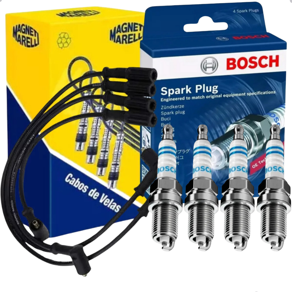 Kit Cabo + Vela Ignição Fiat Palio Punto Doblo Fiorino Ideia Siena