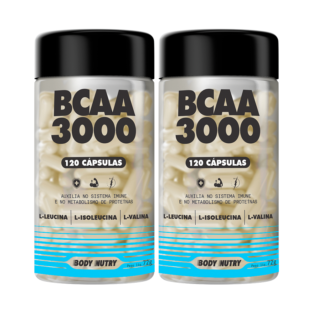 Kit 2x BCAA 3000 - 120 Cápsulas - Body Nutry | Recuperação Rápida