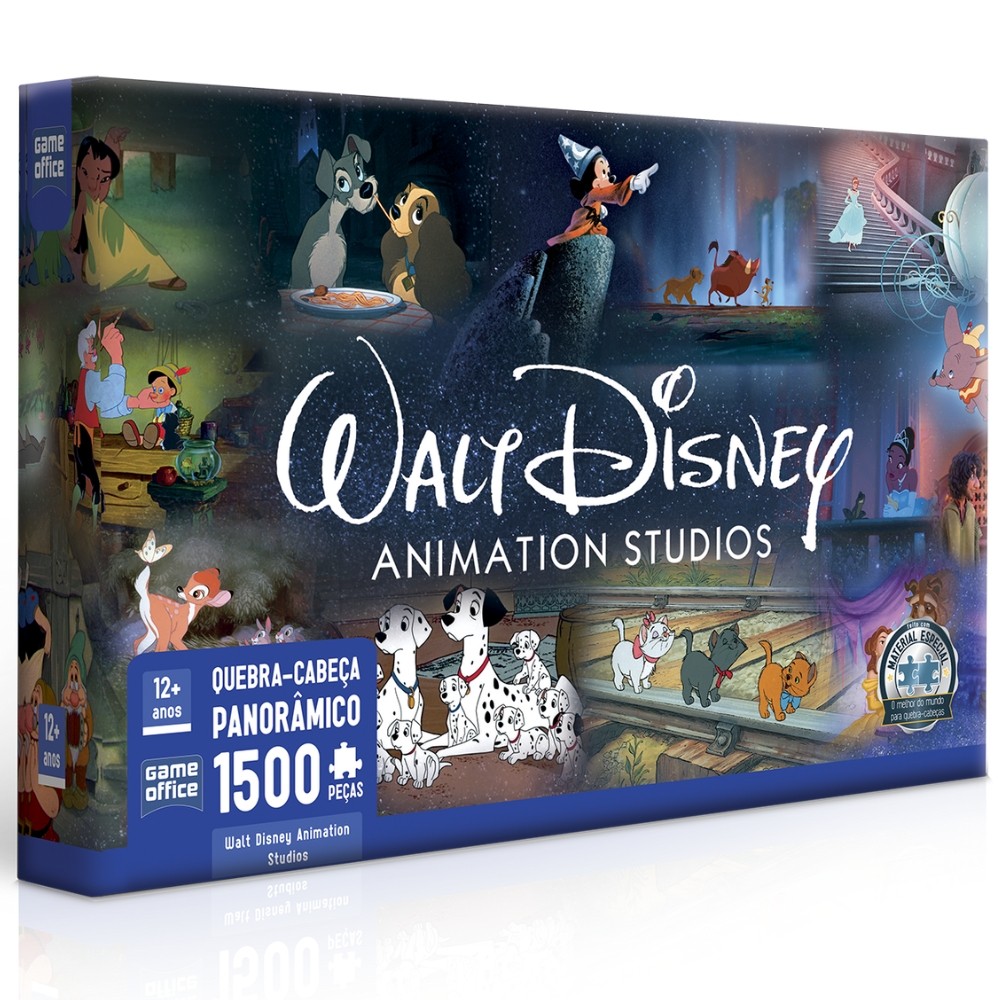 QUEBRA CABEÇA PANORÂMICO WALT DISNEY ANIMATION STUDIOS 1500 PEÇAS TOYSTER PUZZLE FILME STITCH MICKEY