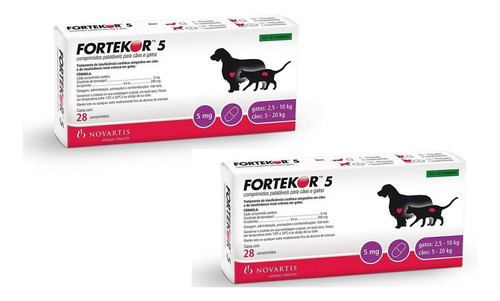 Kit 2 Tratamento para Insuficiências Elanco Fortekor Flavour - 5 mg