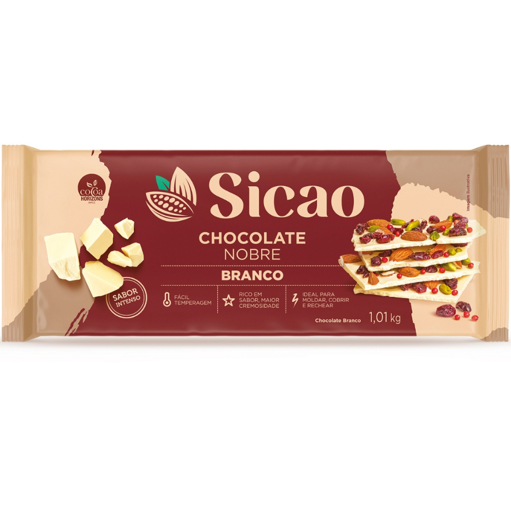 Barra de Chocolate Branco Nobre 1,01Kg Sicao