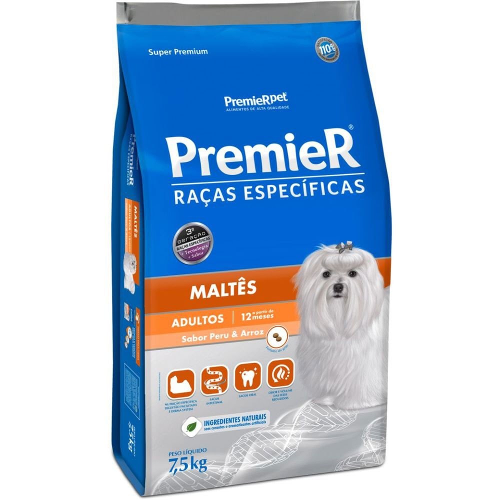 Ração PremieR Raças Especificas maltês para cachorros adultos peru e arroz 7,5kg