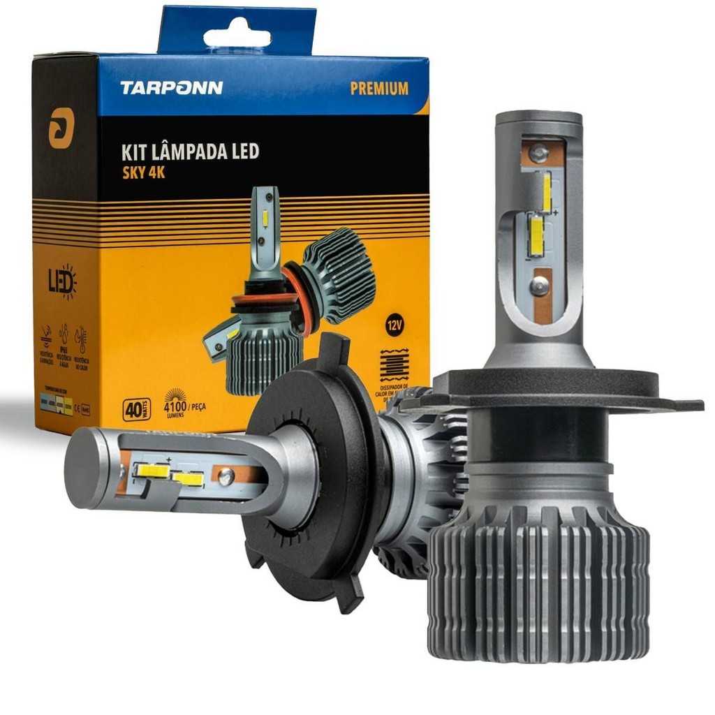 Kit Lâmpada Led Sky H4 40w 8200lm 4k Branco Neutro Tarponn