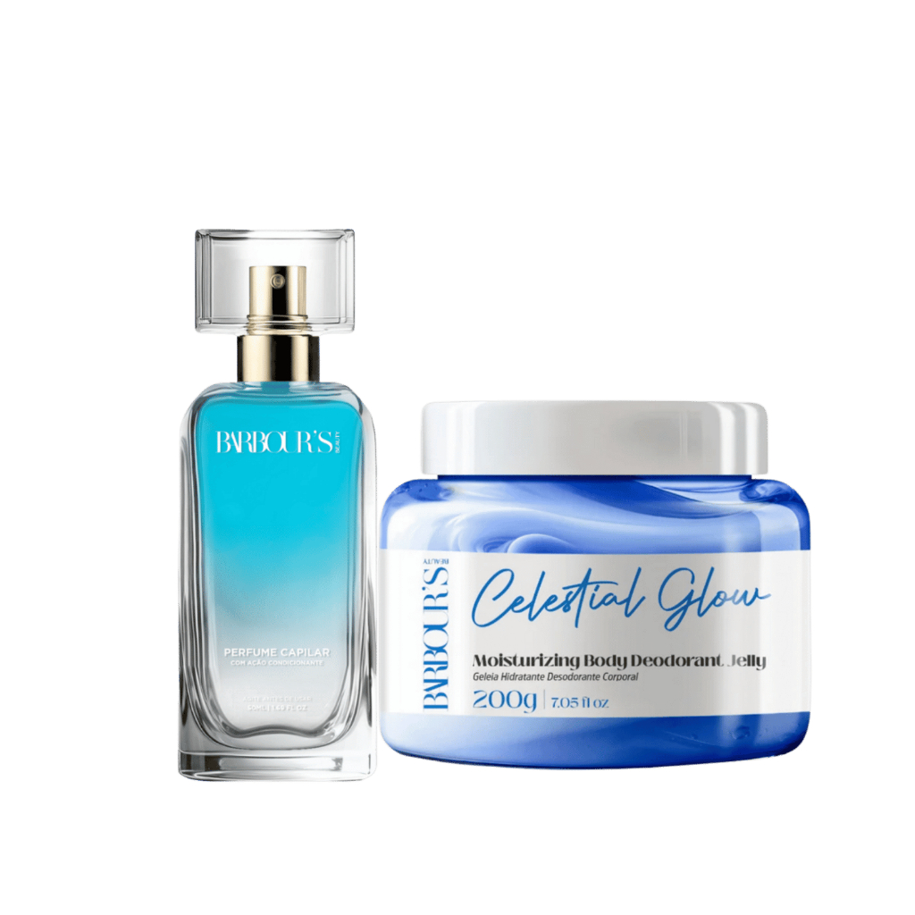 Kit Perfume Capilar 50ml Geleia Hidratante Corporal 200g Celestial Glow Barbours Beauty