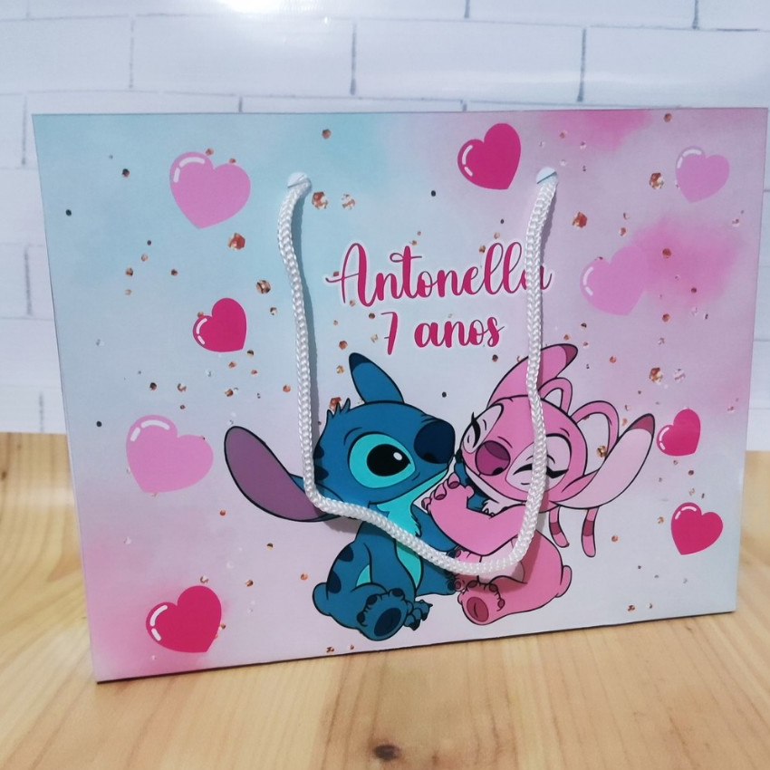 Sacolinha Surpresa Personalizada G Lembrancinha Stitch e Angel - PEGUE E MONTE