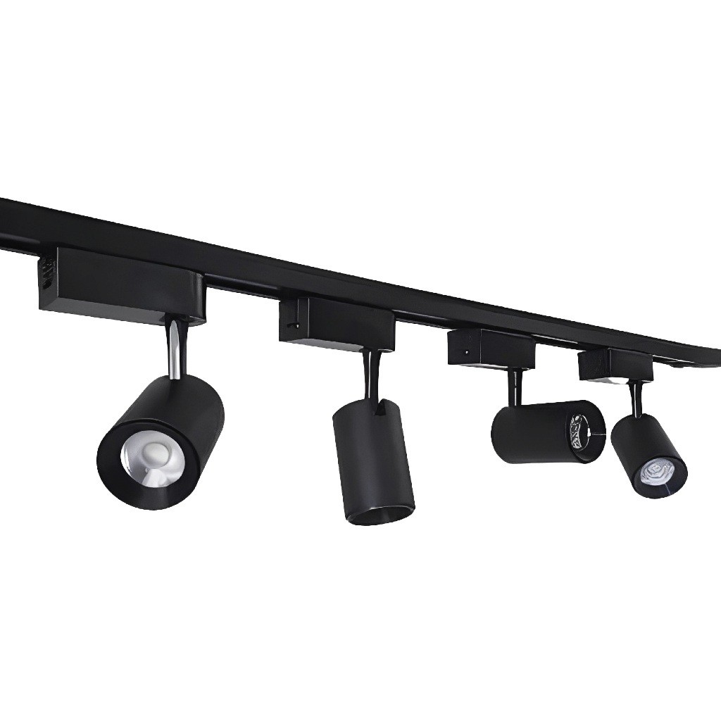 kit Trilho Eletrificado 1m + 4 spots 7w 10w Preto Luz Branco 6500k/Neutro 4000k/Amarelo 3000k