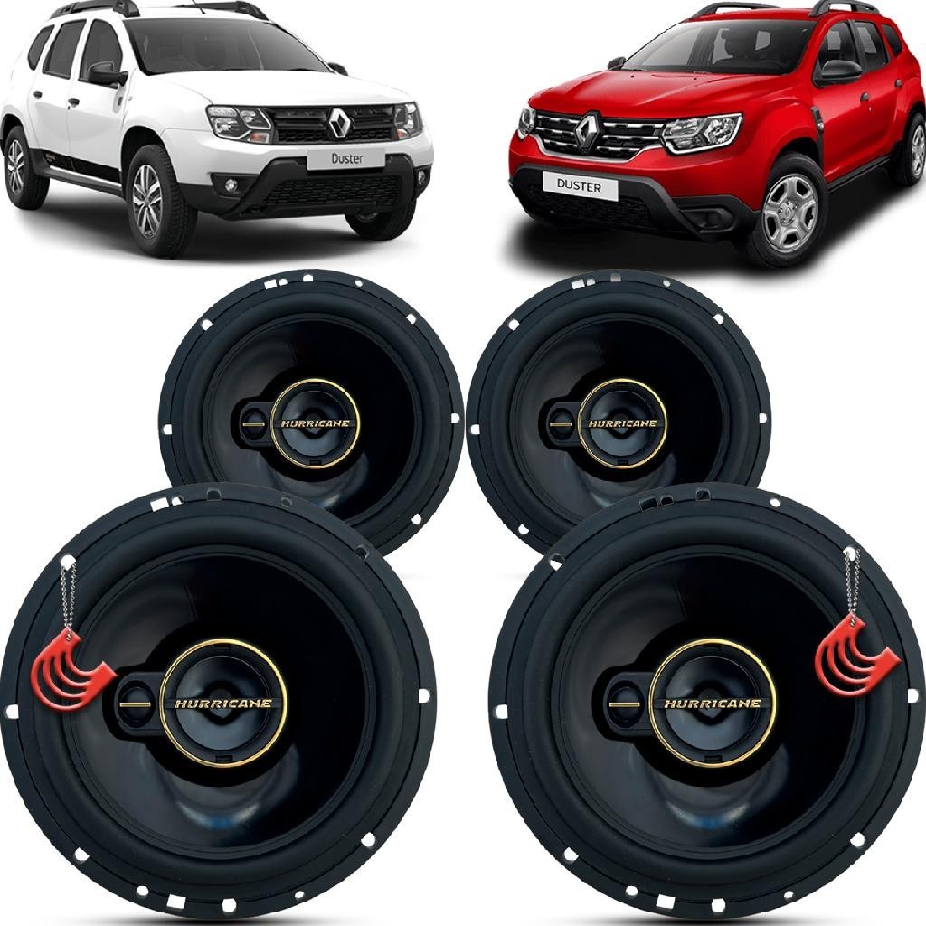 Kit Alto Falantes Dianteiros e Traseiros Renault Duster 2016 até 2021 - Hurricane Aurum 480w