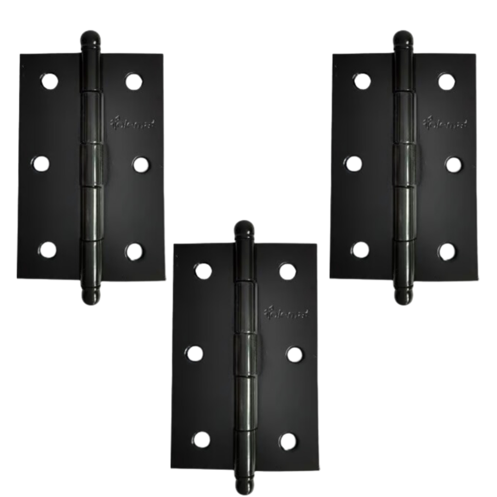 Dobradiça Reforçada Colonial Preta 3 1/2 X 2 5/16 Pino Bola 3 Unidades