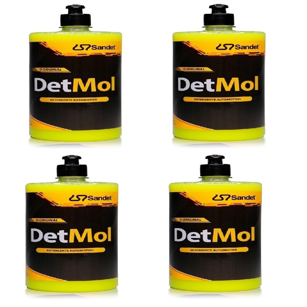 DETERGENTE MOTO BIKE DETMOL 1 LITRO QUALIDADE ORIGINAL LAVAGEM CUIDADO - LIMPEZA PESADA- 4 UNIDADES