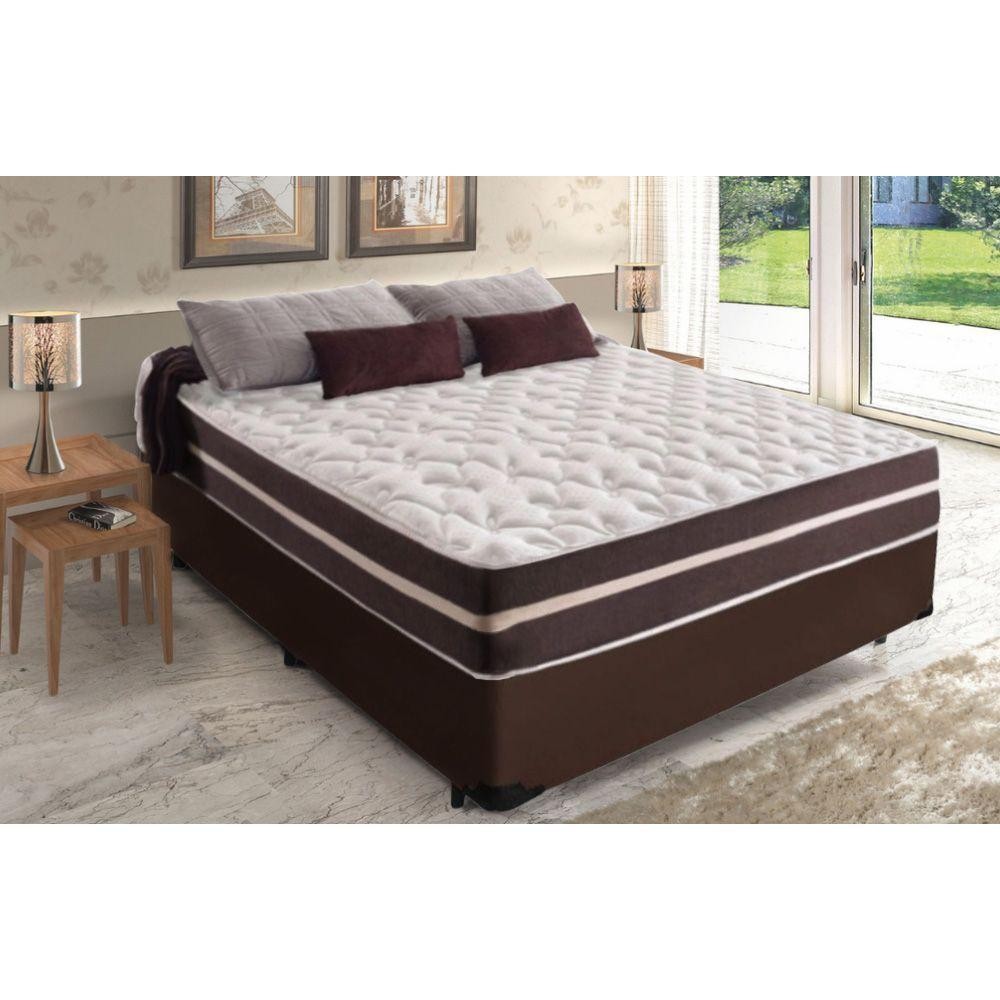 Cama Box Casal + Colchão De Molas Colchões Classic Superlastic 138x188x64 Marrom