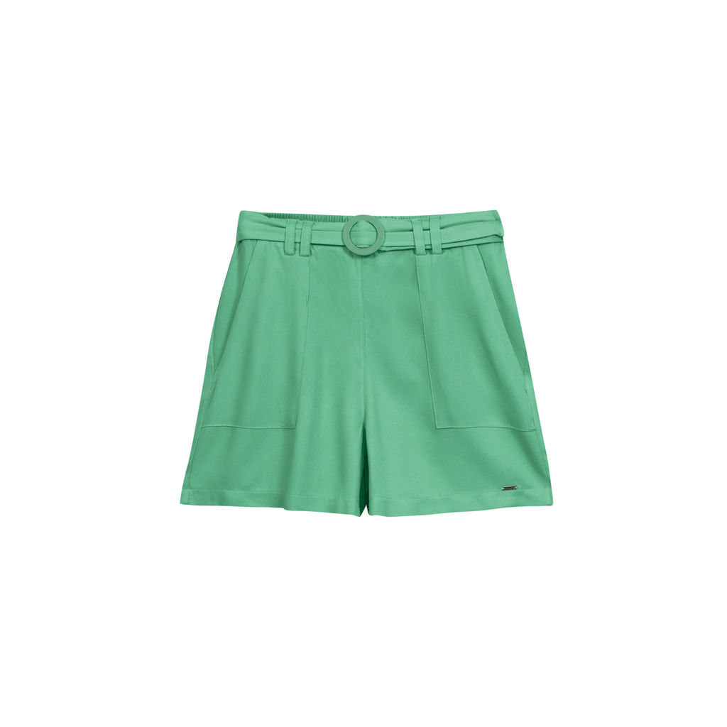 Short Feminino Com Cinto Marialícia Verde