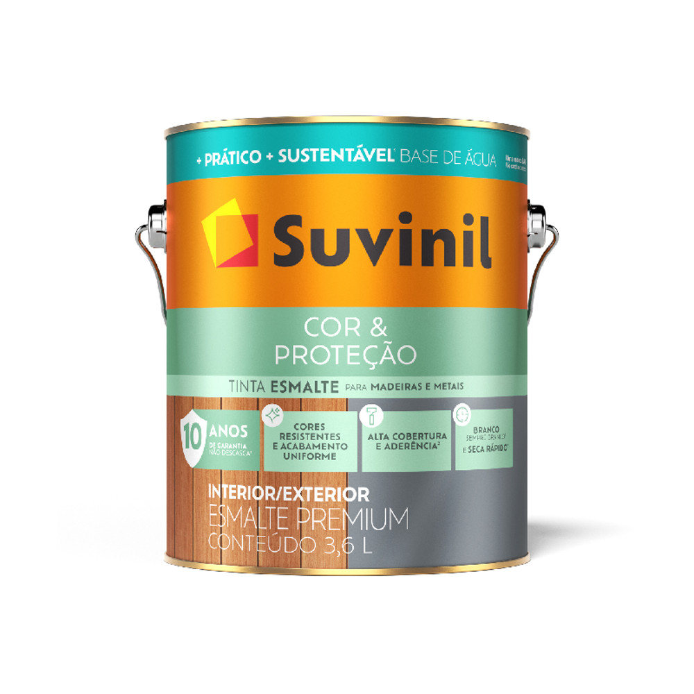Esmalte Cor & Proteção Várias Cores Brilhante Base Água 3,6L Suvinil