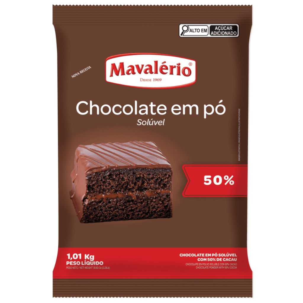 Chocolate em Pó Solúvel 50% Cacau 1,01kg Mavalério