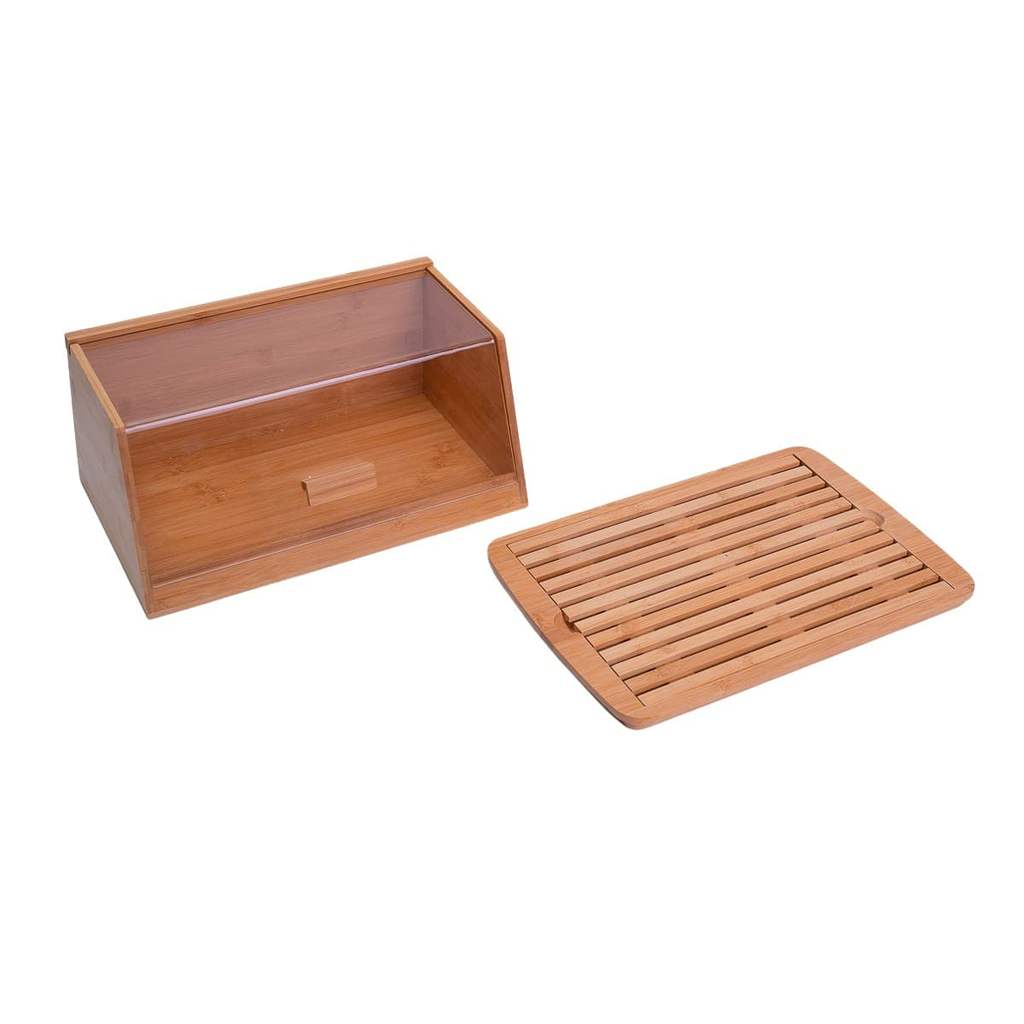 Kit com Porta Pão de Bambu 35 Cm E Tábua Migalheira de Pão Em Bambu - Oikos