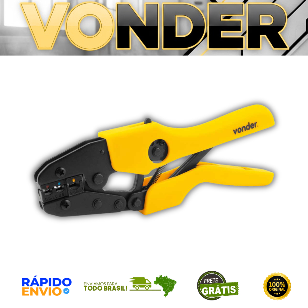 Alicate Prensa Terminais AP056 VONDER Crimpagem Profissional 0,5 a 6mm Com Catraca Alta Precisão Top