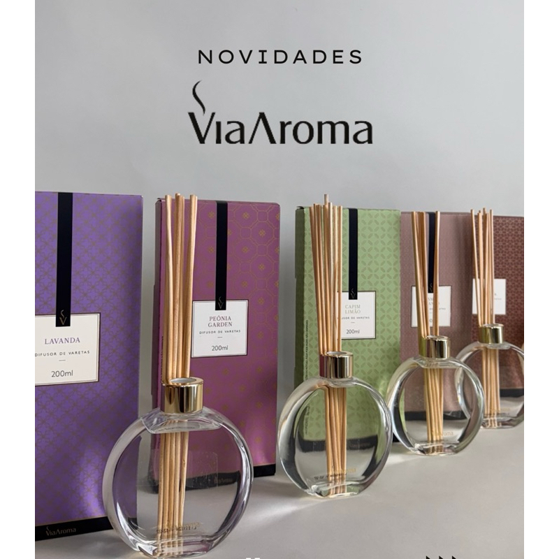Difusor de Varetas Via Aroma 200ml - Fragrâncias Linha Classica- Cheirinho para Casa Escritório