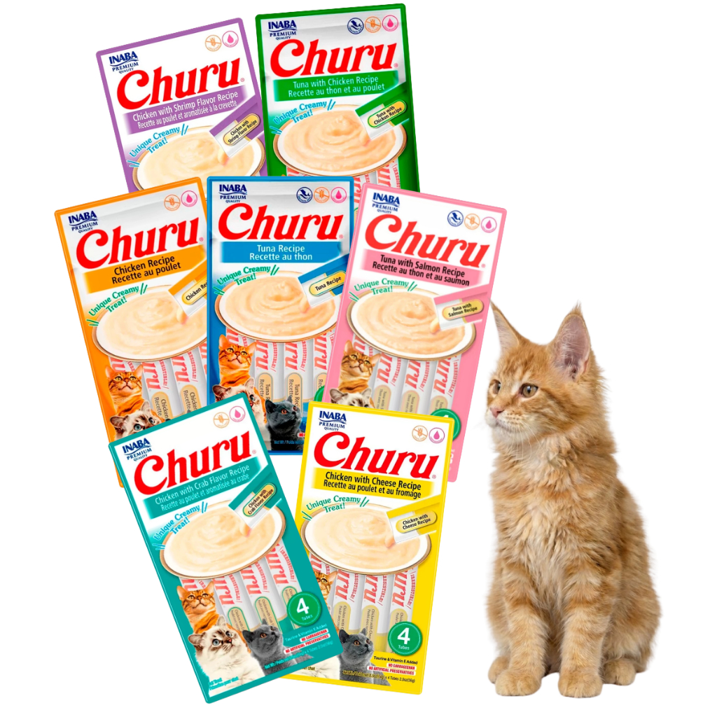 Petisco Churu Líquido Original Para Gatos Inaba 4 Unidades 56g - Sabor Irresistível - Vários Sabores