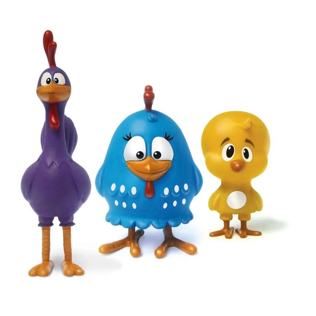 Brinquedo Infantil Família Galinha Pintadinha com 3 Bonequinhos em Plástico Vinil 28cm +18 meses Elka - 1128