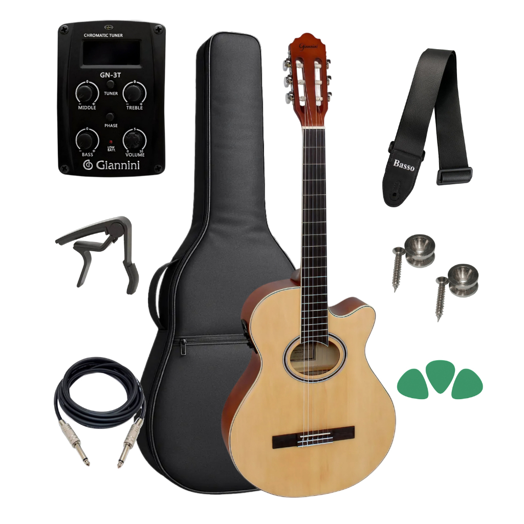 Violão Náilon Eletrico Giannini Gnf-1d Natural(ns)+ Kit Full