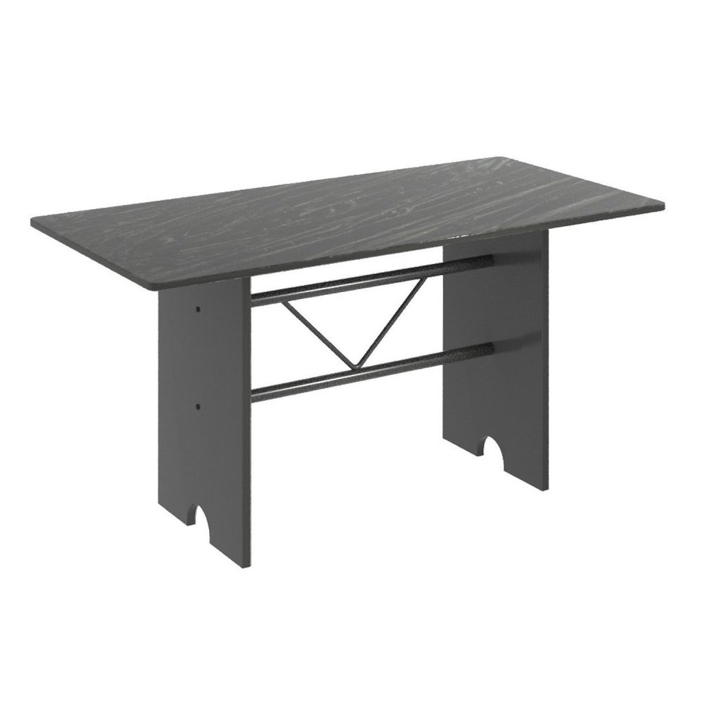 Mesa para Cozinha 140x75cm Tampo Ardósia  Martelado Prata/Indiano
