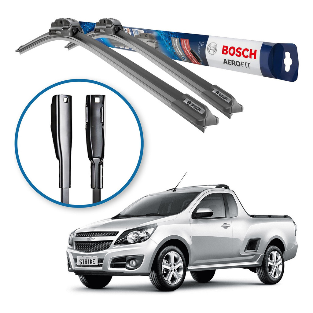 Par de Palhetas Limpador Parabrisa Aerofit Original Bosch Chevrolet Montana 2012 a 2019