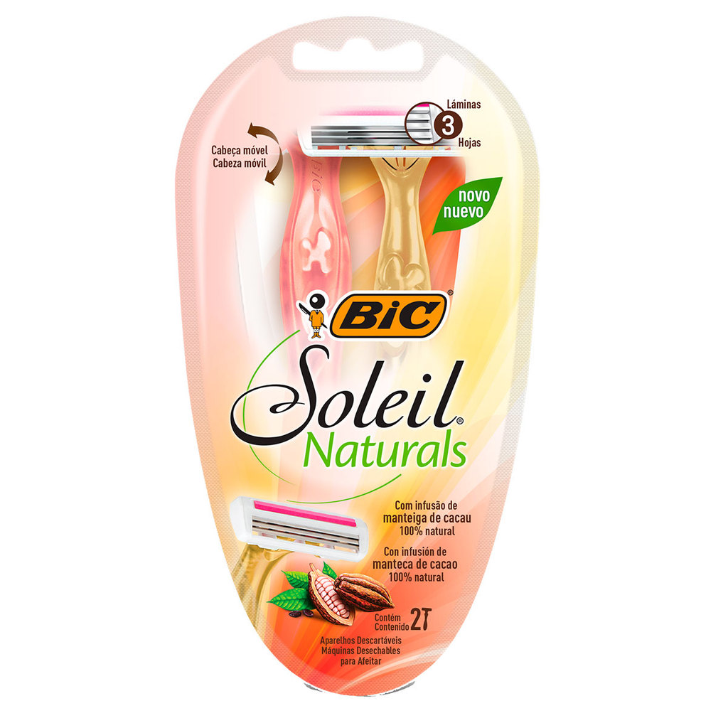 Depilador descartável Soleil Naturalis Laranja e Amarelo 2 unidades Bic