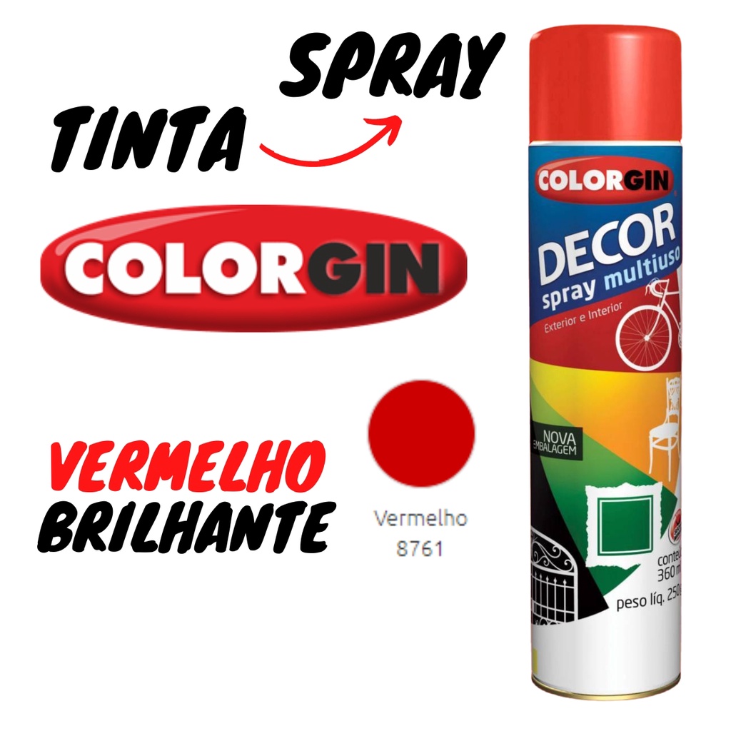 Tinta Spray Vermelho Brilhante 360ml - Colorgin