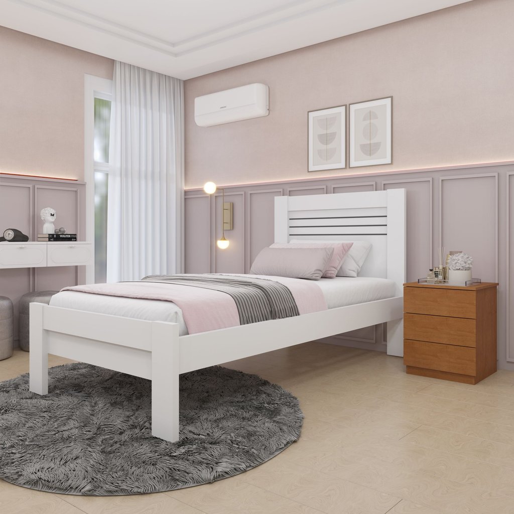 Cama Solteiro 100% MDF Safira Neve