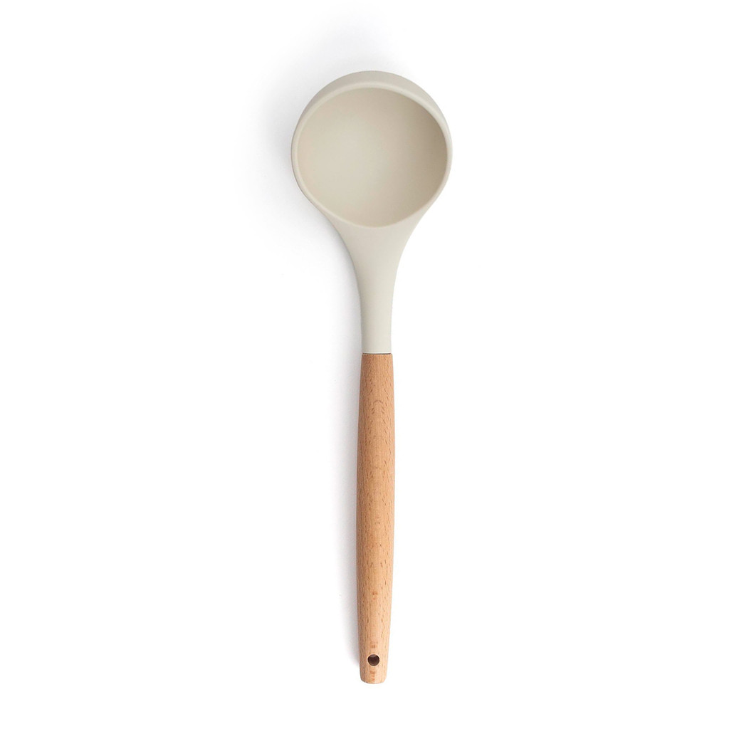 concha de silicone com cabo de madeira resistente para cozinha - oikos