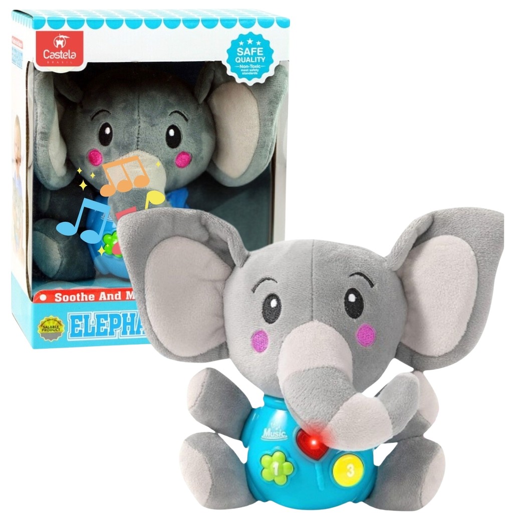 Pelúcia Musical Elefantinho com Luz e Som Boneco CBS0343 - Castela Brasil