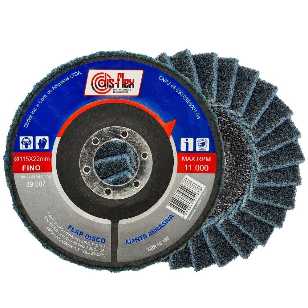Disco de lixa flap disc manta abrasiva 4.1/2 fino Disflex