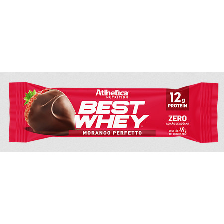 Barra Proteica Best Whey Morango Atlhetica 49g
