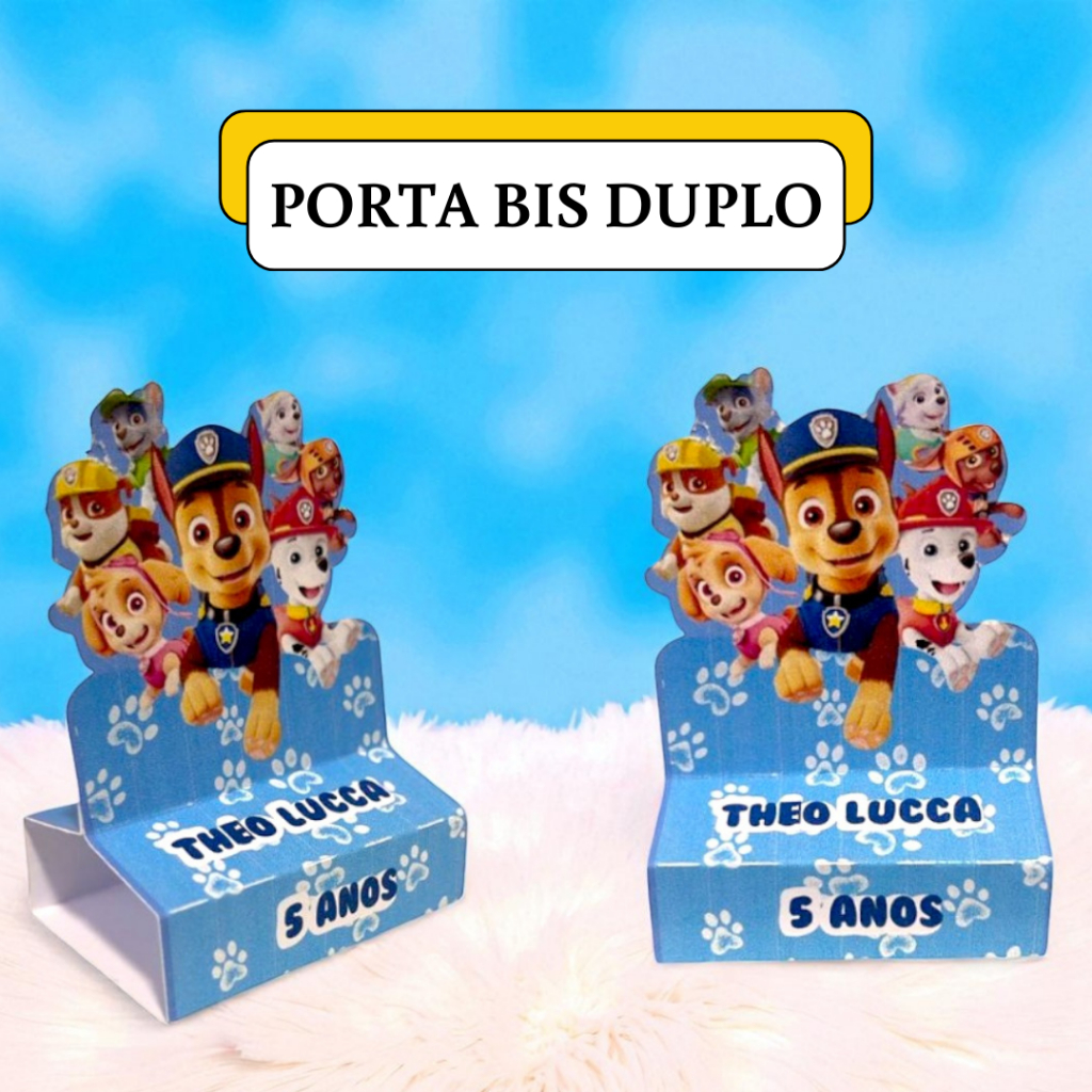 20 Porta Bis Duplo Personalizado Patrulha Canina – Lembrancinha Festa Infantil, Aniversário, Decoração Menino