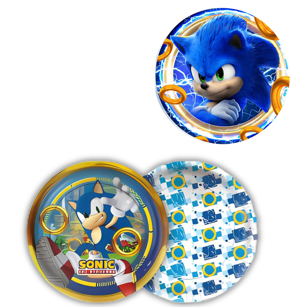 8~40 PRATO BOLO FESTA SONIC DE PAPEL 18 CM REGINA