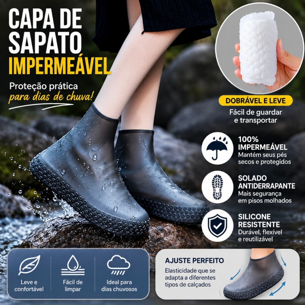1/2/3 Pares Capa Para Tênis Silicone Chuva Moto e Bike Sapato Com Cano Alto