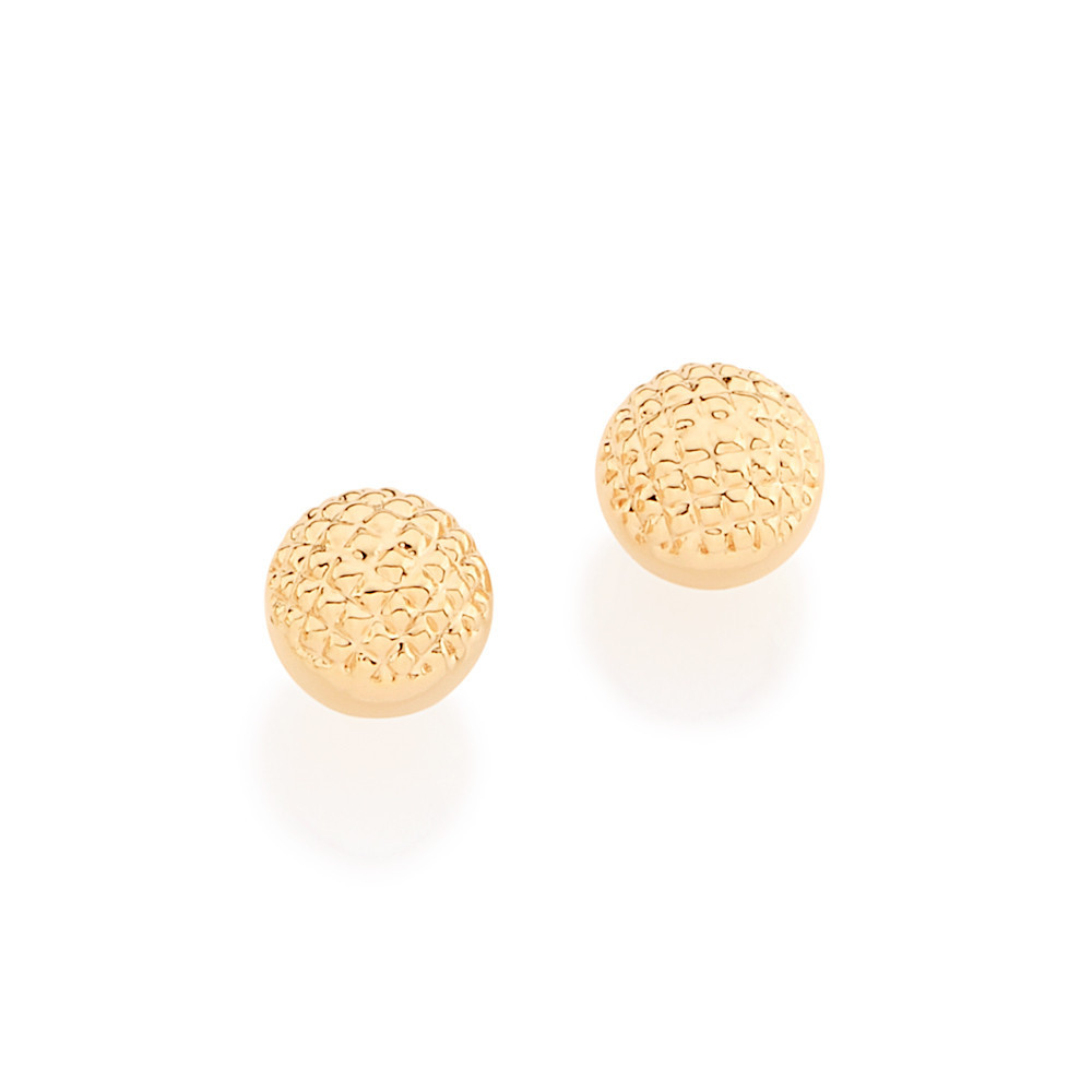 Brinco Rommanel Bola Trabalhado Banhado A Ouro - 525365 Original
