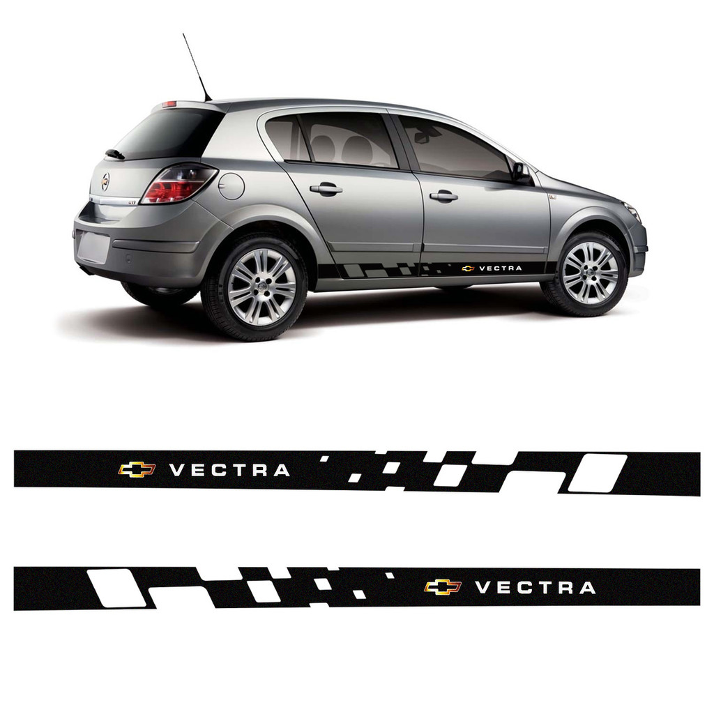 Kit De Adesivos Chevrolet Vectra Lateral Preto Hatch e Sedan