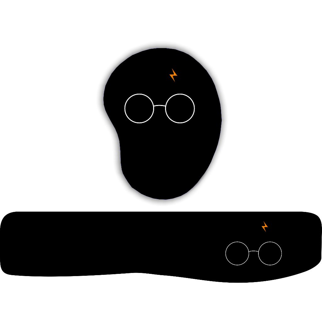 Kit Apoio de Teclado + Mouse Pad com Apoio HARRY Potter Óculos Cicatriz