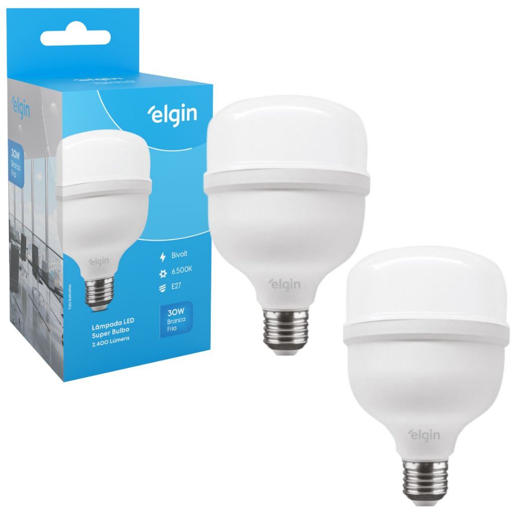 Kit 2 Lâmpadas Super Bulbo Alta Potência Led 30w 6500k - Elgin
