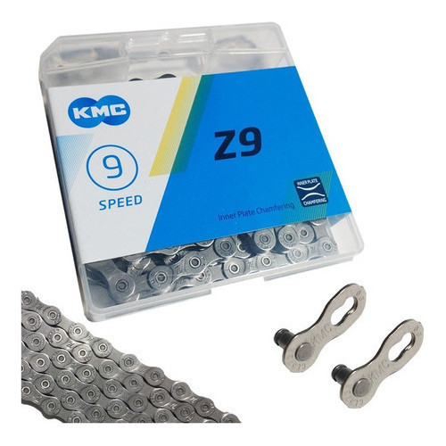 Corrente Kmc Z9 Bike 9v Cinza Fina 116 Elos Missing  Z 9