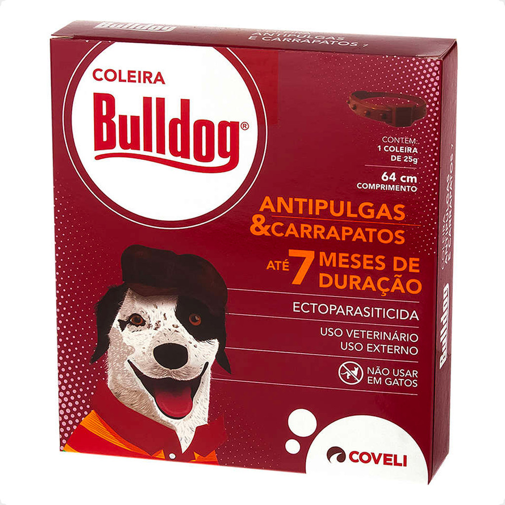 Bulldog Coleira Antipulgas e Carrapatos Coveli para Cães - 64 cm