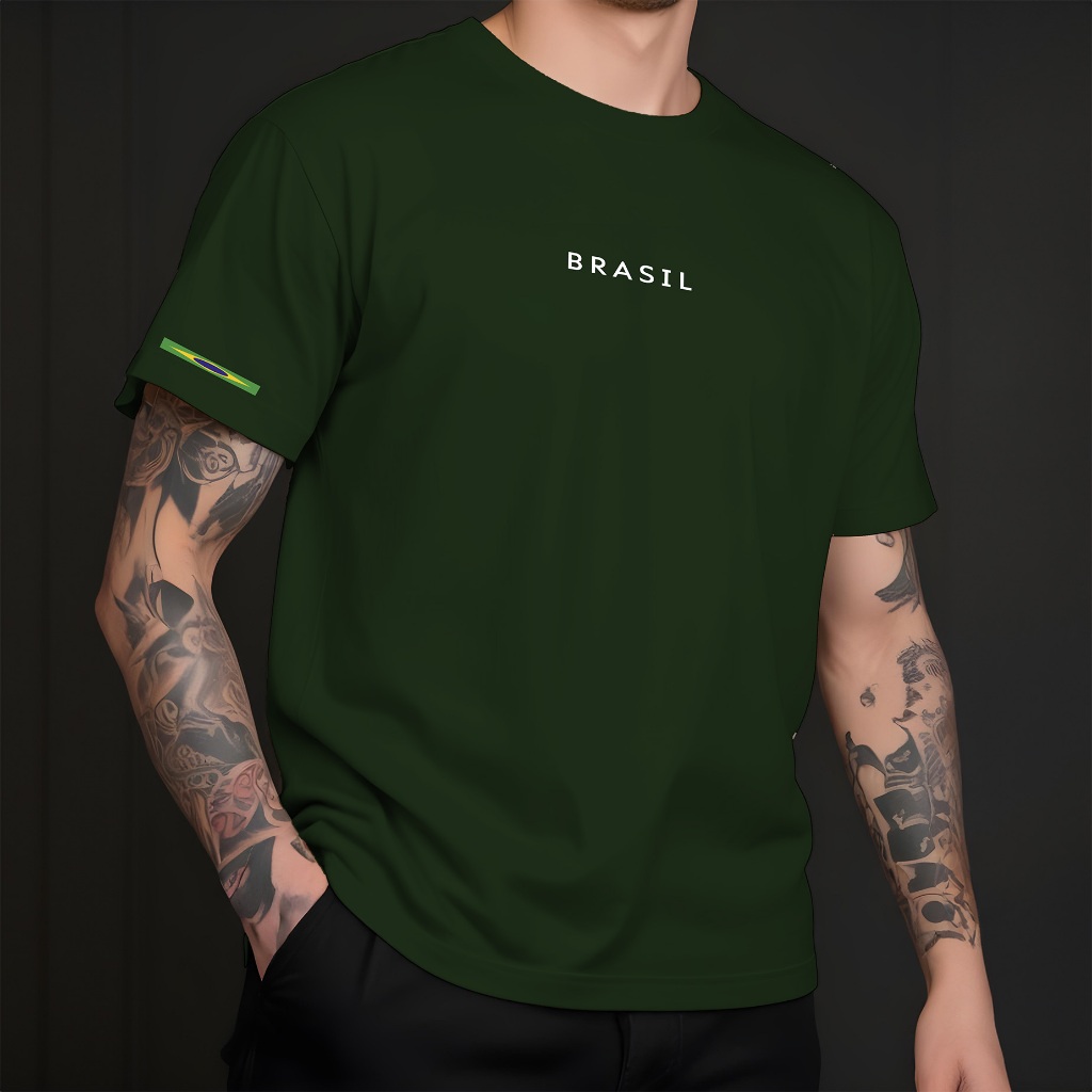 Camiseta Manfinity T-Shirt BRASIL Urban  Masculina Street Wear Camisa 100% Algodão