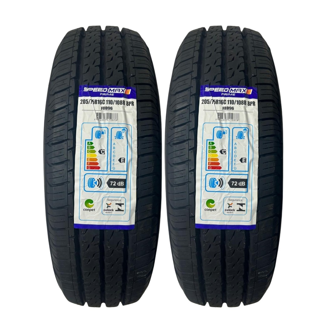 KIT 02 PNEUS 205/75R16C 110/108R FRD96 SPEEDMAX PRIME CARGA LONADO HR MASTER DUCATO